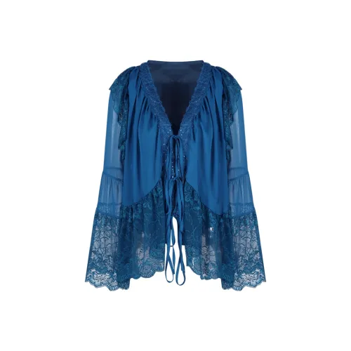 FINDSME GAGA Павлин Синий Женская Рубашка