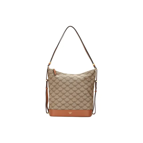 MCM Коровья кожа Сумка через плечо Большая Женская Бежевая и Коричневая