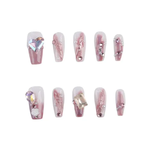 YIYIHE Мягкий Искрящийся Гламурный стиль Сердце Сверкающий страз MID Длина Укороченный Короткий Квадрат Круглый Розовый Смудж