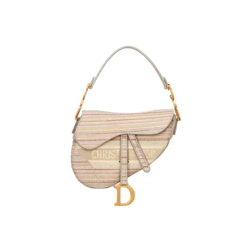 DIOR Saddle Canvas Saddle Bag Handbag Shoulder Bag Women's Multicolor