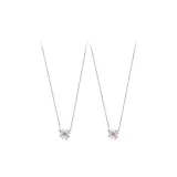 Кулон "Четырехлистный клевер" 1 пара (Серебряный + Розовый)