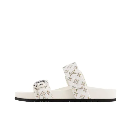 LOUIS VUITTON Bom Dia Rubber Slide Тапочки Женские Белые