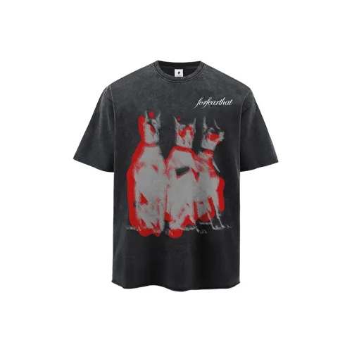 FOR FEAR THAT Промытый черный Унисекс T-рубашки