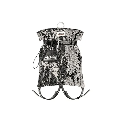 Great Dog and Black Horse Ткань Рюкзак Средний Женский Жаккард Черный