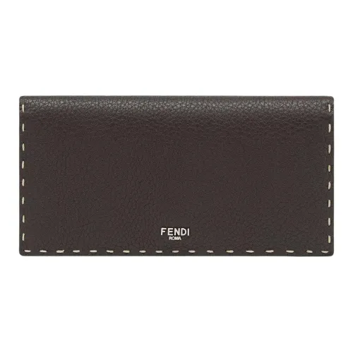 FENDI Selleria Cuoio Romano Телячья кожа Кошелек Держатель для карт Мужской Коричневый