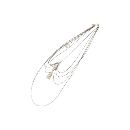 CHANEL Rhinestone Necklaces Women's Gold