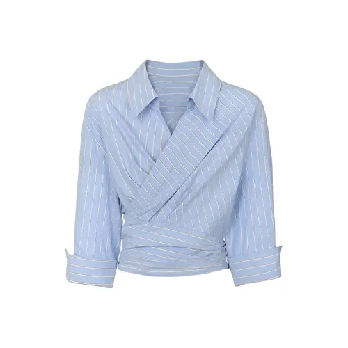 Leather Cat Синий Женские Рубашки