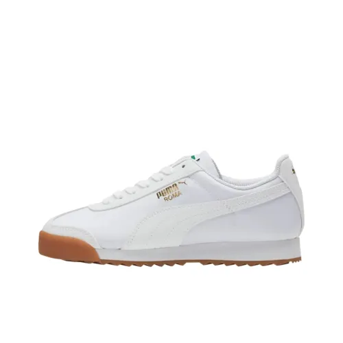 PUMA Roma Basic Low Top Kids Lifestyle Shoes White Brown Teenagers PUMA Roma Базовый Низкий Топ Детские Лайфстайл Обувь Белый Коричневый Подростки