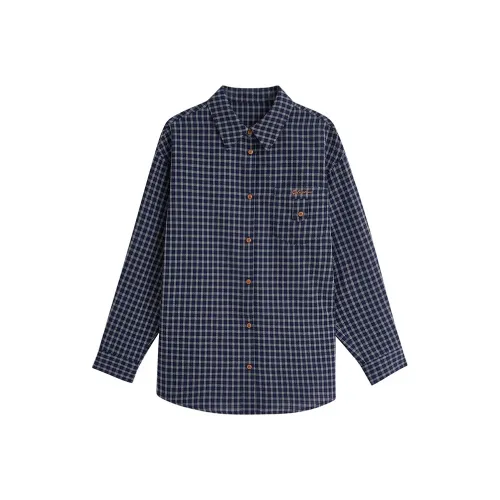 Inman TREASURE Похудение Клетчатый Предосенний Комплект Элегантность Доступный Вечный Модный ATMOSPHERE Рубашка Женская