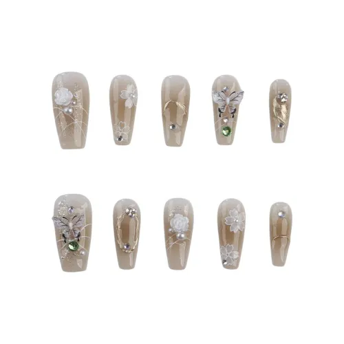 YIYIHE Мягкий Элегантный Ручной Рисунок Цветочный Бабочка Фея MID Длина Укороченный Короткий Квадратный Круглый Бежевый Румяна Пятно