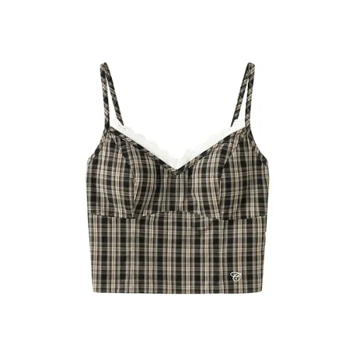 CHUU Черный Белый Клетка Женские Майки