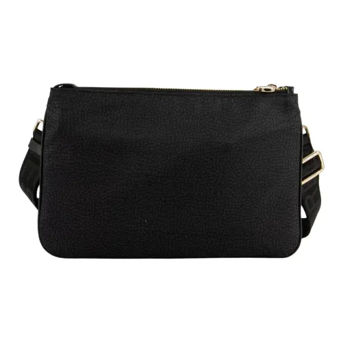 BORBONESE Переработанный нейлон с кожаными вставками сумка через плечо женская черная