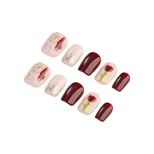 YIYIHE Мягкий Ручной Рисунок Розовый Искра MID Длина Укороченный Короткий Квадратный Круглый Красный Однотонный