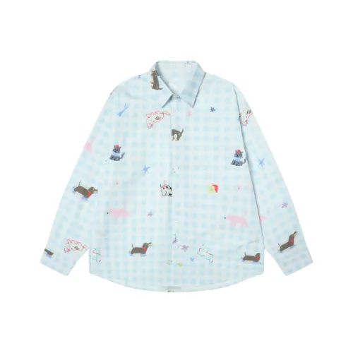 YPUT Синие Белые Клетчатые Рубашки для Женщин