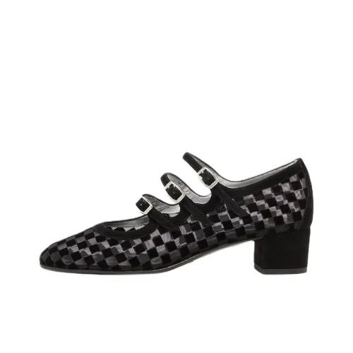 Carel Kinight Грубый каблук Туфли Мэри Джейн 4CM Женские Черный