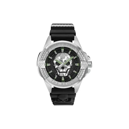 PHILIPP PLEIN Наручные часы Кварцевый механизм Силиконовый ремешок Черный циферблат Мужские часы