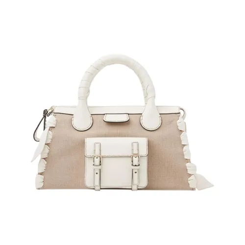 Chloe Edith Мягкая овечья кожа пэчворк блестящая телячья кожа сумка через плечо сумка сумка среднего размера Women's White