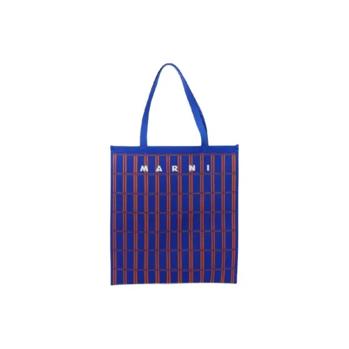 MARNI Ткань Тоут Сумка Сумка для покупок Сумка Мужская Синяя и Оранжевая