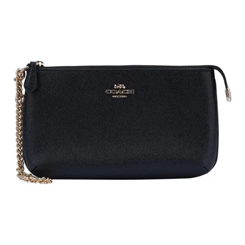 COACH Wristlet Сумочка из ПВХ кожи маленькая сумка чехол для телефона клатч маленькая женская черная