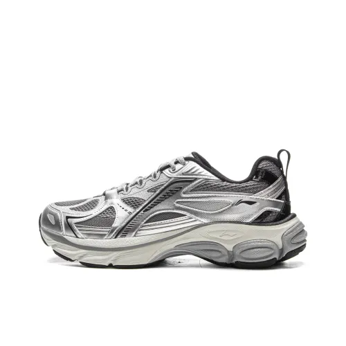 LINING Boom Support Амортизация Устойчивость к скольжению Устойчивость к истиранию Низкий отскок Низкий топ Беговые кроссовки Мужской Серебристо-серый