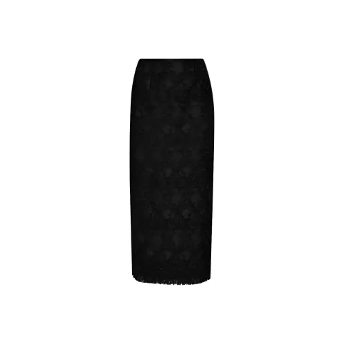 Oscar De La Renta FW23 Повседневный Длинный Юбка Женские Черный
