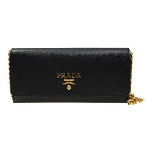 PRADA Saffiano кожа плечо сумка женская черная