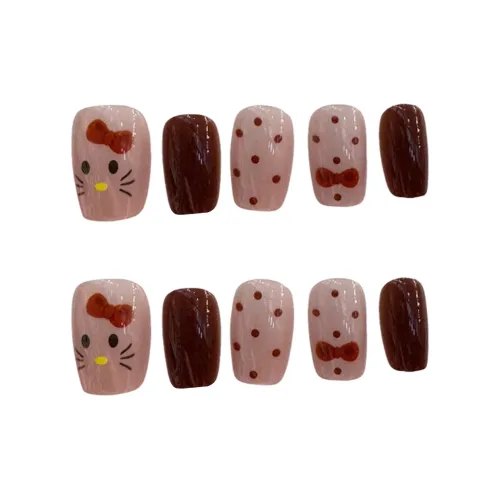 BDQC Милый Котенок Бургунди Кожа Улучшающий False Nail Короткий ЛАДДЕР Красный Jump Цвет
