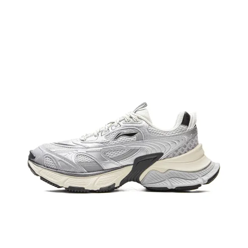 LINING Звезда Амортизация Устойчивость к износу Дышащий Низкий Топ Кроссовки для бега Мужские Серый Серебряный