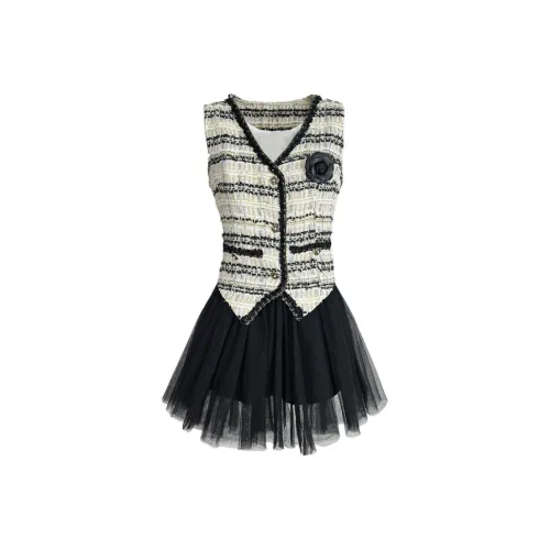 GORGEOUSIDEA Жилет Топ + Черная Юбка Женские Комплекты с Юбкой