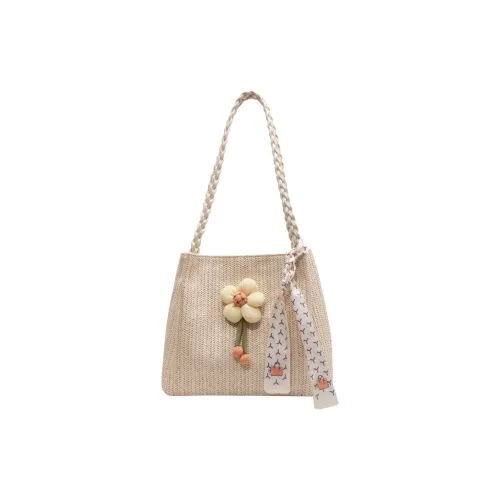 NOMK Плетеная сумка через плечо женская экрю хаки зеленый