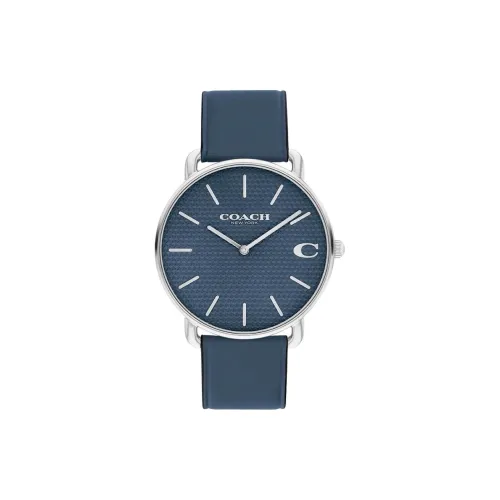 COACH ELLIOT Collection Мужские часы Кварцевый механизм Кожаный ремешок 41 мм Синий циферблат