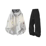 Светлый Фотиния Серый Топ Черные Штаны