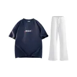 Комплект одежды (Темно-синий топ + Белые штаны)