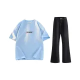 Комплект одежды (Топ Sky Blue + Черные штаны)