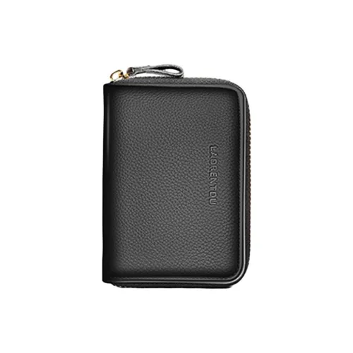 Old Man's Head Держатель для карт из коровьей кожи мужской черный кофейный