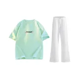 Комплект одежды (Мятно-зеленый топ + Белые штаны)