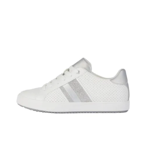 GEOX Blomiee Устойчивые к истиранию Низкие Кроссовки для скейтбординга Женские Серебряные Белые