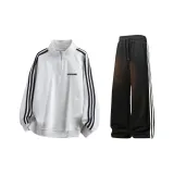 Белый серый топ + черные штаны