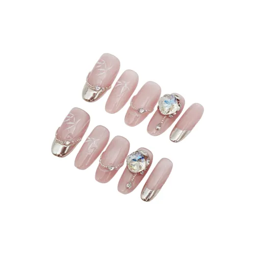 LEMONAIL Роскошь Искрящийся Эксклюзивный Премиум Светлый Белый False Nail Миндаль MID Длина Розовый Стиль Смоки Instagram S M L XL