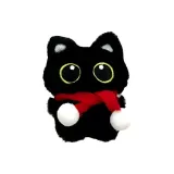 Маленький черный кот - красный шарф