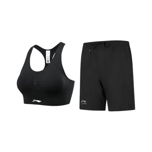 LINING Одежда Комплекты [Ночной Черный Топ + Ночной Черный Шорты] Женские Йога Наборы