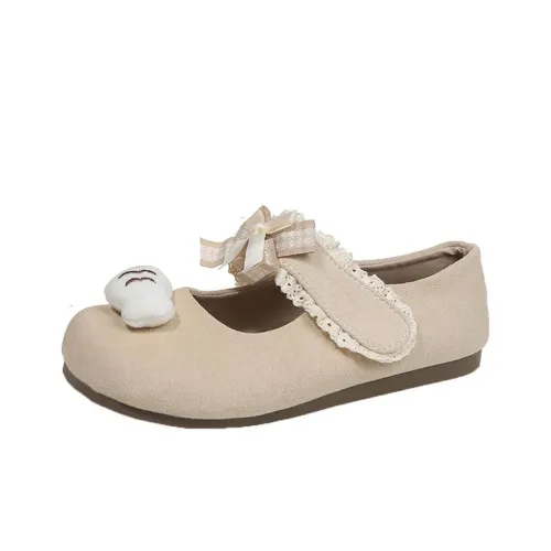 TAFN Плоская подошва Туфли Мэри Джейн Женские Бежевые