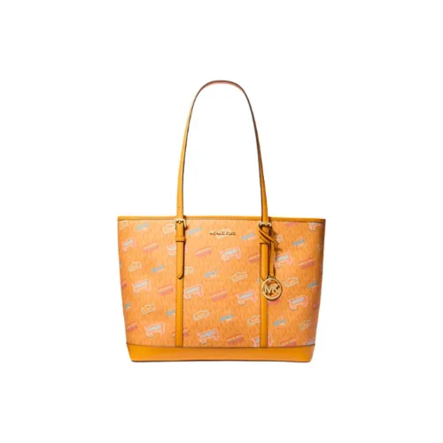 MICHAEL KORS Jet Set Покрытый холст Сумка Большая Унисекс Ярко-оранжевый