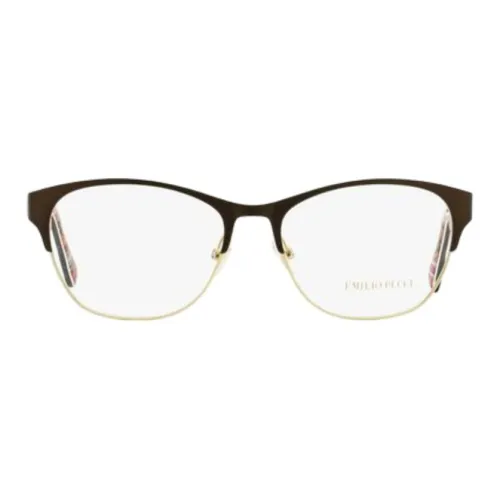 EMILIO PUCCI Металл Овал Оправы для очков Женские Коричневый