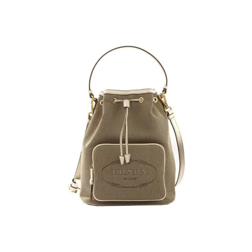 PRADA Хлопок Ведрообразная Сумка Сумка через плечо Сумка для женщин Бежевый