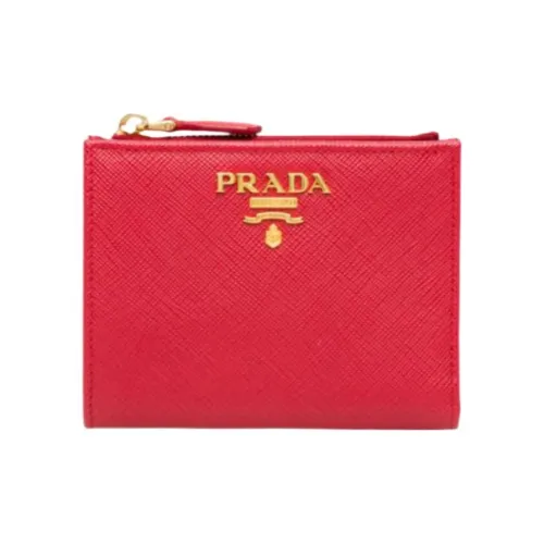PRADA Saffiano кожа кошелек маленький женский красный