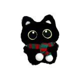 Маленький черный кот - красный зеленый шарф