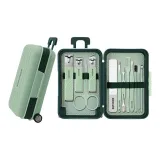 Маленький кейс для путешествий, 12 шт, набор инструментов для ногтей, цвет матча зеленый