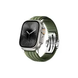 Армейский зеленый, серебряный, застежка-бабочка