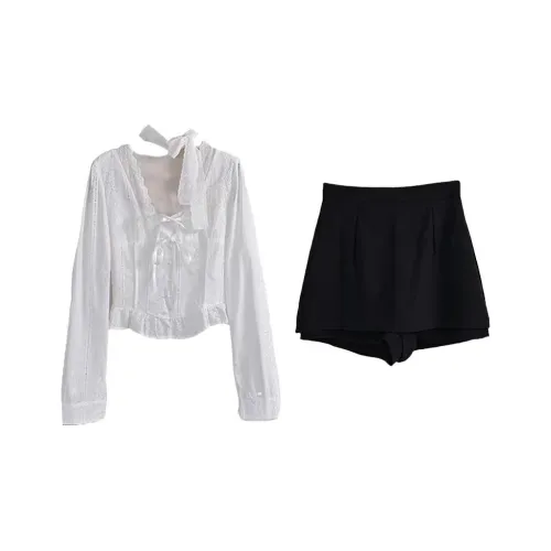 Meanalot Белая рубашка Черная юбка Женские комплекты с юбкой